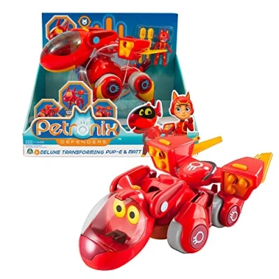 Immagine di Giochi Preziosi Petronix Defender Pup E, cucciolo con funzione 20cm e personaggio 7 cm, action figure 20 supereroe trasformabile per bambini dai 3 anni
