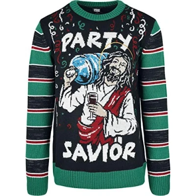 Immagine di Urban Classics Maglione black/xmasgreen, Uomo, Taglia: Small, Black/x masgreen