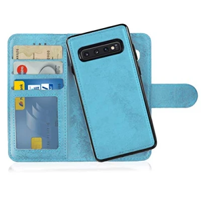 Immagine di MyGadget Cover per Samsung Galaxy S10 Custodia Libretto Magnetica Portafoglio Flip Wallet Case Porta Carte in Similpelle PU Removibile Blu Chiaro