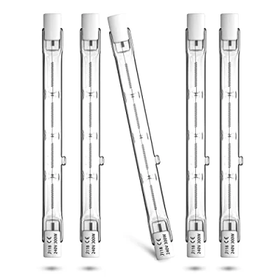 Immagine di DoRight 300W R7s Lampadina Alogena Lineare Dimmerabile 118mm,J118 J Lampadine Base a Doppia Estremità Slim Riflettore Bianco Caldo 2800K 5900LM Angolo Fascio 360 Gradi 240V(Confezione Da 5)
