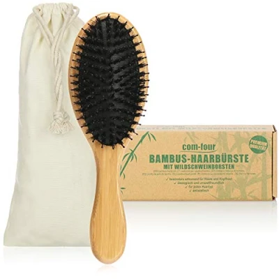 Immagine di COM FOUR® Spazzola per capelli in bambù premium, multiuso realizzata con legno di sostenibile e setole cinghiale (1 pezzo cinghiale)