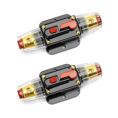 Immagine di QWORK® 2 pezzi 100A interruttore di circuito, portafusibile automatico Ripristina fusibile Inverter per protezione audio dell’auto