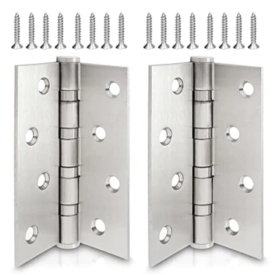 Immagine di ECENCE cerniere per porta in acciaio INOX 2 pezzi, Argento perni porta, cardini, cuscinetti a sfera con 4 punti di contatto, inossidabile 304 (V2A)