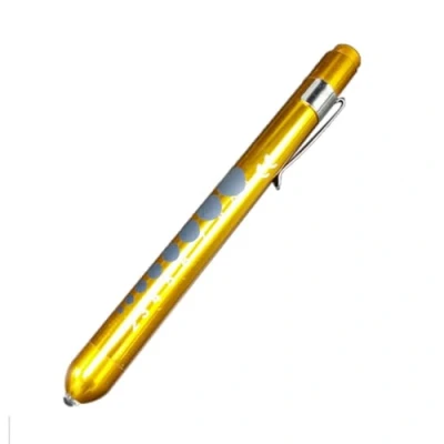 Immagine di Penna con mini torcia, ideale per le diagnosi mediche, riutilizzabile, luce LED, uso domestico, esterno, dottori, infermieri, soccorritori, 1 confezione, giallo