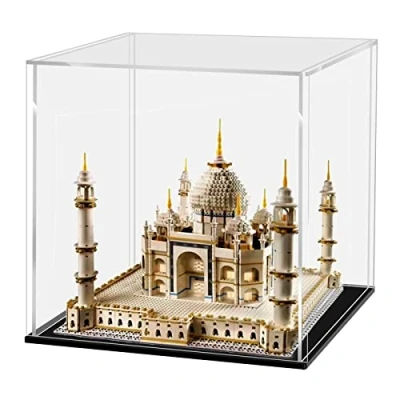 Immagine di Vetrina in Acrilico Trasparente, Cubo Contenitori Scatola Espositiva per Collezionismo, Modellismo, Minifigure, Statuette, Minerale (Nero, 25x25x25 cm)