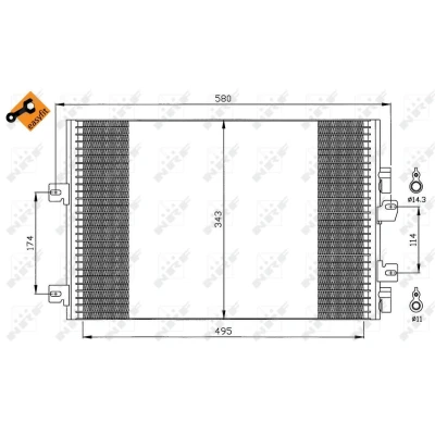 Immagine di NRF EASY FIT 35543 Condensatore con anello tenuta 14,3 11 Alluminio 495 RENAULT: Kangoo I