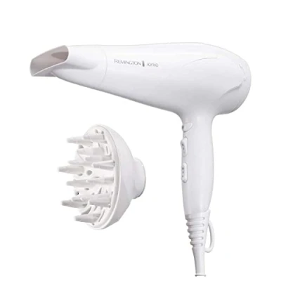 Immagine di Remington Asciugacapelli 2200W Anello in ceramica Ionic Care per una ottima distribuzione del calore 3 livelli di riscaldamento, 2 ventola separati + raffreddamento, accessori, D3199