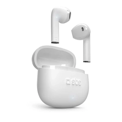 Immagine di SBS Auricolari TWS One Colour con Custodia di Ricarica, Controlli Touch e Microfono Integrato, Assistente vocale, Fino a 3 Ore ascolto, Cavo Ricarica USB C Incluso, Bianco