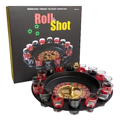 Immagine di Amscan gioco da bere Drinking Roulette, 16 bicchieri, 2 palline, d&#039;azzardo, giochi bere, party game