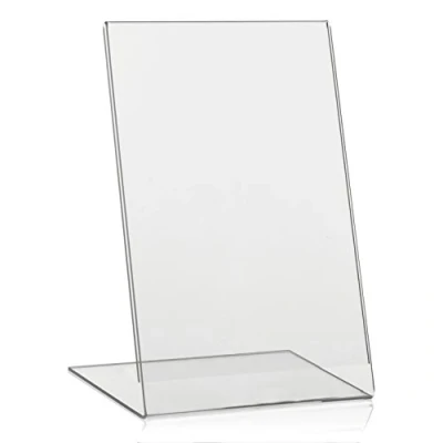 Immagine di VITAdisplays® Espositore pubblicitario a forma di L in formato verticale, plexiglas® originale Confezione singola. DIN A5 trasparente