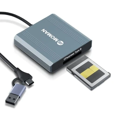 Immagine di Lettore Di Schede CFexpress, Moman C1B CFexpress Tipo B Adattatore Scheda Memoria USB 3.1 Gen 2 10Gbps portatile in alluminio supporta Windows/Android/Mac OS,