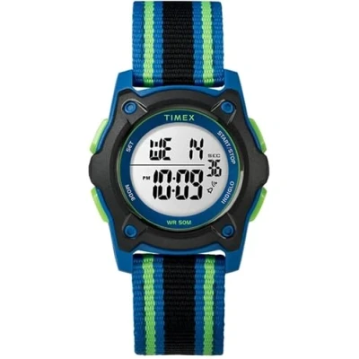 Immagine di Timex TW7C26000, orologio digitale per bambini con cinturino in nylon a doppio strato blu, nero e verde, 35mm