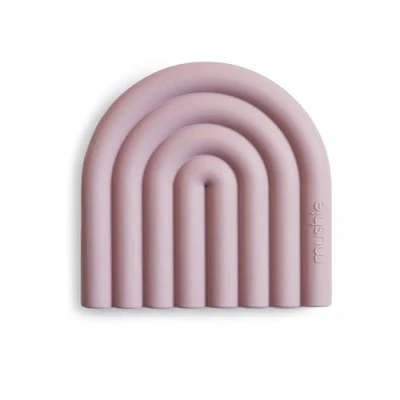 Immagine di Mushie Massaggia gengive per Bambini a Forma di Arcobaleno massaggi neonati giochini dentizione 100% Silicone Alimentare Senza BPA Alta Qualità accessori Mauve