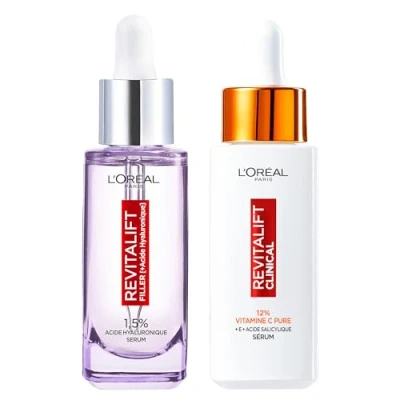 Immagine di L&#039;Oréal Paris Revitalift Filler Siero Antirughe Acido Ialuronico 30 ml + Clinical Colorato Luminoso Vitamina C