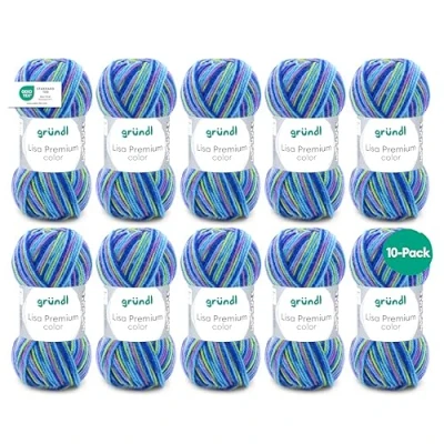 Immagine di Gründl Lisa Premium Color Maglia a Mano, Acrilico, Verde Menta, Rosa Antico, Blu Caraibico, 10 x 50 g, 1330 unità