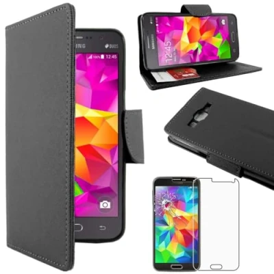 Immagine di ebestStar Cover Compatibile con Samsung Grand Prime Galaxy G530F, Value Edition G531F Custodia Portafoglio Pelle PU Flip, Nero + Vetro Temperato [Apparecchio: 144.8x72.1x8.6mm, 5.0&#039;&#039;]