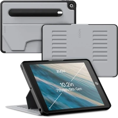Immagine di ZUGU Custodia per iPad 10.2 2019/2020 / 2021 7a 8a 9a Generazione, Muse Cover Protettiva Sottile con 8 Angoli Regolabili Magnetico, Tasca Apple Pencil, Auto Svegliati/Sonno [ Grigio artico ]