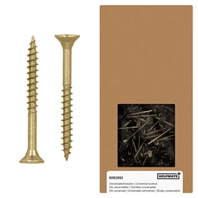 Immagine di HELPMATE Viti universali a testa svasata 4,0 x 40 giallo passivato Confezione da 450 per legno con attacco PZ 2 e filettatura parziale truciolato interni ed esterni protetti