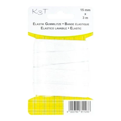 Immagine di K3T Elastico in gomma, 15 mm x 3 m, colore bianco, art. n. 81123