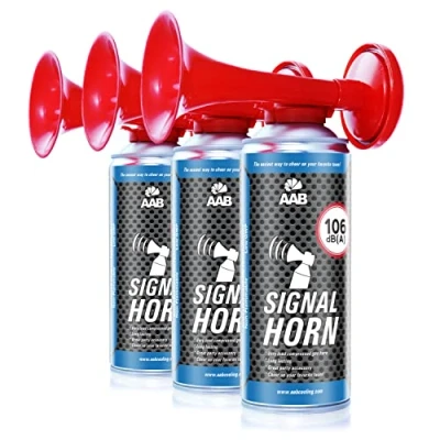 Immagine di AABCOOLING Signal Horn Set di 3 Pezzi Trombetta da Stadio ad Aria Compressa, Fino a 120 Segnali Brevi, Segnalatore Acustico Molto Rumorosa, Trombe Ideale per Feste, Trombette