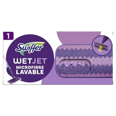 Immagine di Swiffer Wetjet Scopa spray, 1 salvietta in microfibra lavabile, riutilizzabile, trattiene polvere e sporco, progettata per tutti i tipi di pavimenti