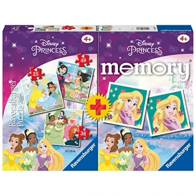 Immagine di Ravensburger Multipack Memory® e Puzzle di Disney Princess, Gioco per Bambini, Età Raccomandata 4+, 20864 7, Multicolore
