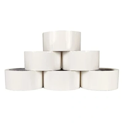 Immagine di RAYLU PAPER Nastro adesivo per l&#039;imballaggio di scatole spedizione resistenti ed extra resistenti, 66 metri x 50 mm larghezza (6 unità, bianco)