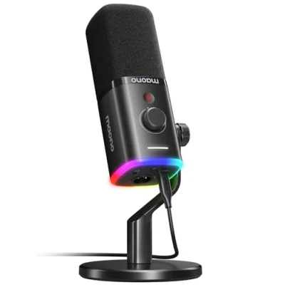 Immagine di MAONO Microfono Gaming USB XLR: Dinamico con software, Microphone per Podcasting e Streaming Studio, pulsante mute guadagno, registrazione vocal PC, YouTube, Chat, PS4/5 PD100X