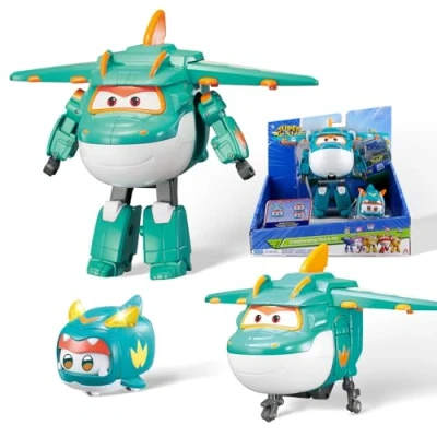 Immagine di Super Wings Transforming Tino &amp; Pet, personaggi robotici Transformer, giocattoli per bambini e bambine di età 3 4 5 6 7 8 anni