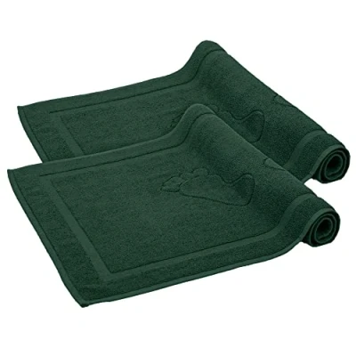 Immagine di Komfortec Set di 2 tappetini da bagno in spugna, lavabili, 800 g/m² e 100% cotone, assorbenti ad asciugatura rapida, 50 x 80 cm, colore: verde scuro