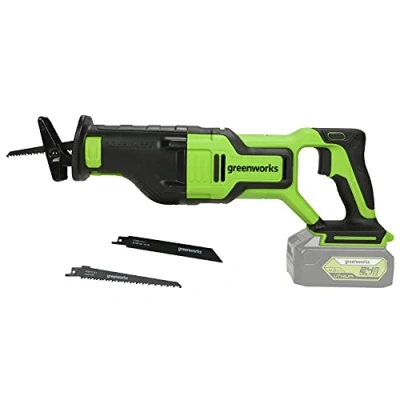 Immagine di Greenworks GD24RS Sega a Gattuccio Batteria con Motore Brushless, 2700 Colpi/min., Lunghezza Corsa 28mm, SENZA 24V e Caricabatterie, Garanzia 3 Anni