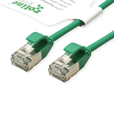 Immagine di Roline green 21.44.3332 RJ45 cavo di rete, patch CAT 6A U/FTP 0.50 m Verde non schermato, Privo alogeni, Ritardante fiamma 1 pz.