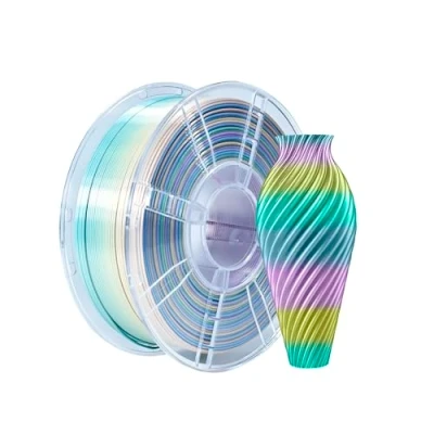 Immagine di iBOSS filamento PLA+ multicolore da 1,75 mm, PLA Plus, seta arcobaleno, per stampante 3D, 1 kg (2,2 lbs), cambio colore Pro, di stampa mini arcobaleno