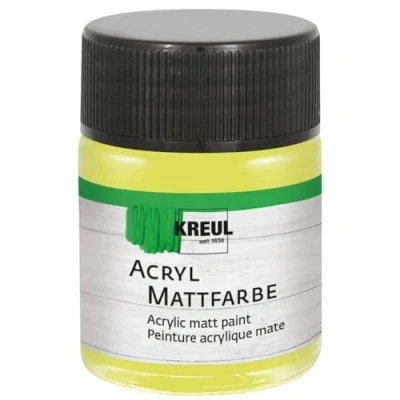 Immagine di Kreul 75540 Vernice acrilica Opaca, Limone in Barattolo da 50 ml, a Base d&#039;Acqua dalla Copertura cremosa, ad Asciugatura Rapida, Adatta Molte superfici Diverse, Lemon