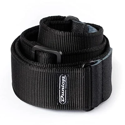 Immagine di DUNLOP D38 09BK SOLID BLACK, Tracolla per Chitarra in Tessuto, Colore Nero