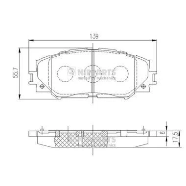 Immagine di NIPPARTS J3602120 Kit pastiglie freno Assale anteriore TOYOTA: Yaris III Hatchback, RAV4 SUV, Auris SUZUKI: Vitara I SUV