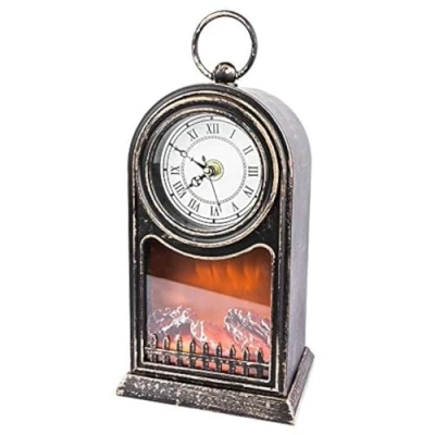 Immagine di Ideen mit Herz Fuoco a LED con effetto fiamma, lanterna LED, design dell&#039;orologio, meccanismo funzionale, altezza 27,5 cm, luce della fiamma timer (6 ore acceso, 18 spento)