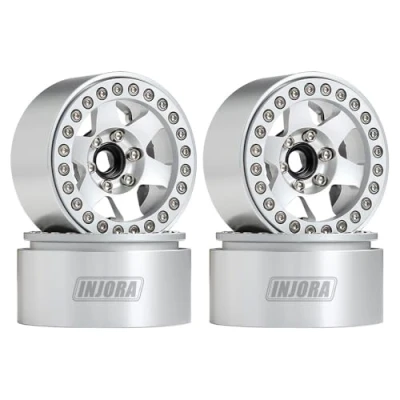 Immagine di INJORA RC Beadlock Cerchioni Metallo 4pcs 1,9inch Wheel Rim per 1/10 Crawler Axial SCX10 PRO TRX4 VS4 10 Redcat Gen 8 7 Enduro MST (Argento)