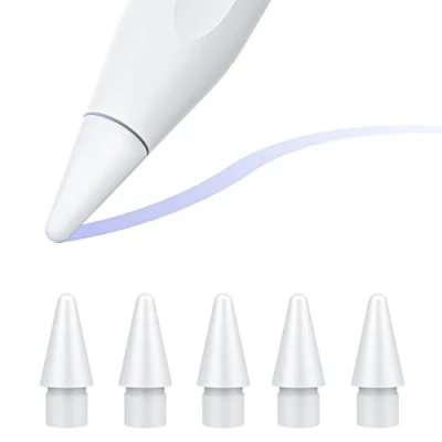 Immagine di TiMOVO 5 Pezzi Punte Compatibili con Apple Pencil 1a/2a/USB C/Apple PRO Generazione Punta, Pennino Ricambio Tips per iPad Tablet Accessori Alta Precisione Sensibilità Punte, Bianco