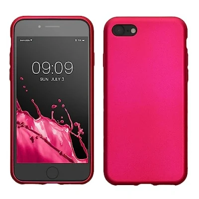 Immagine di kwmobile Custodia Compatibile con Apple iPhone SE (2022) / (2020) 8 7 Cover Back Case Morbida Protezione in Silicone TPU Effetto metallizzato rosa