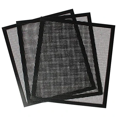 Immagine di ECOOPTS BBQ Grill Mesh Mat Set 3 PZ antiaderente Grilling riutilizzabile resistente al calore Teflon Mats per grigliare carne, verdure, cucina, cottura 30x33cm (3PCS)
