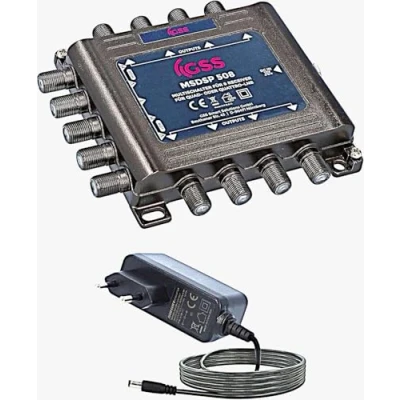 Immagine di GSS Commutatore 5/8 con alimentatore di rete, 8 partecipanti, 1 satellite, matrice, multiswitch per parabola satellitare, digitale HDTV 4K 8K TV, impianto ricevitore, distributore