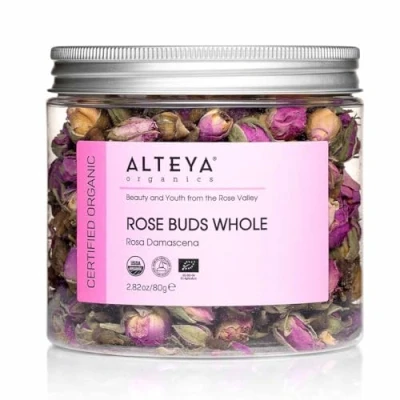 Immagine di Tè ai boccioli di rosa biologici Alteya da 80 g 100% infuso biologico damascena con certificazione USDA Raccolto a mano e venduto direttamente Organics