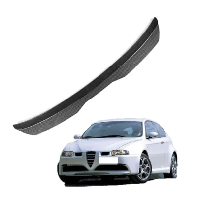 Immagine di KizmiQ Auto Spoiler Posteriori per Alfa Romeo 147 Nastro Installare Adesivo,ABS Alettone Tetto Posteriore Tuning Ala Styling Accessori,B/Carbon Fiber