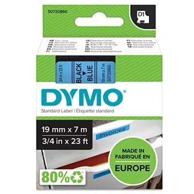 Immagine di Dymo D1 Etichette Autoadesive per Stampanti LabelManager, Rotolo da 19 mm x 7 m, Stampa Nero su Blu, 1 Pezzo