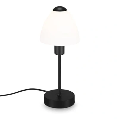 Immagine di BRILONER Lampada da tavolo con paralume in vetro, adatta per lampadina E14 non inclusa, max. 25 Watt, abat jour camera interruttore su filo, colore: Bianco/Nero, 100 x 320 mm (DxH)
