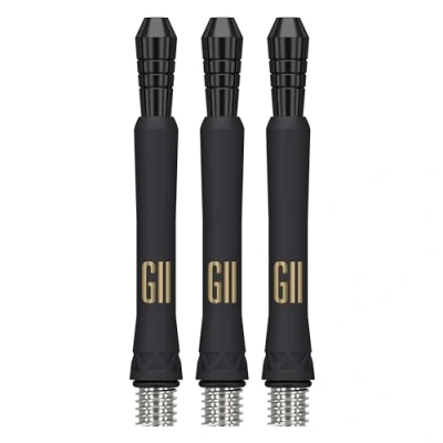 Immagine di Target Darts Phil Taylor Gen 11 Power 9 Five Shafts, Raw Titanium Dart Shafts Pack of 3 G11 Black Shaft Set, Accessori Professionali per Freccette Lunghezza Intermedia