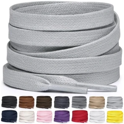 Immagine di Miscly Lacci Piatti in Cotone Cerato per Stivali, Sneaker e Scarpe Disponibili Diverse Lunghezze Colori (Grigio Chiaro, 137 cm)