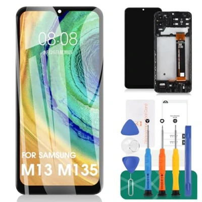 Immagine di Schermo LCD di ricambio per Samsung Galaxy M13 4G SM M135F, kit riparazione digitalizzatore touch screen con telaio (nero, non 5G)