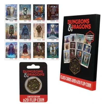 Immagine di Dungeons &amp; Dragons Class Cards e D20 Flip Coin Set
